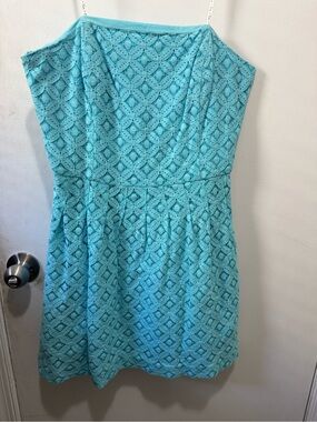 Lilly Pulitzer Strapless Turquoise Lace Dress